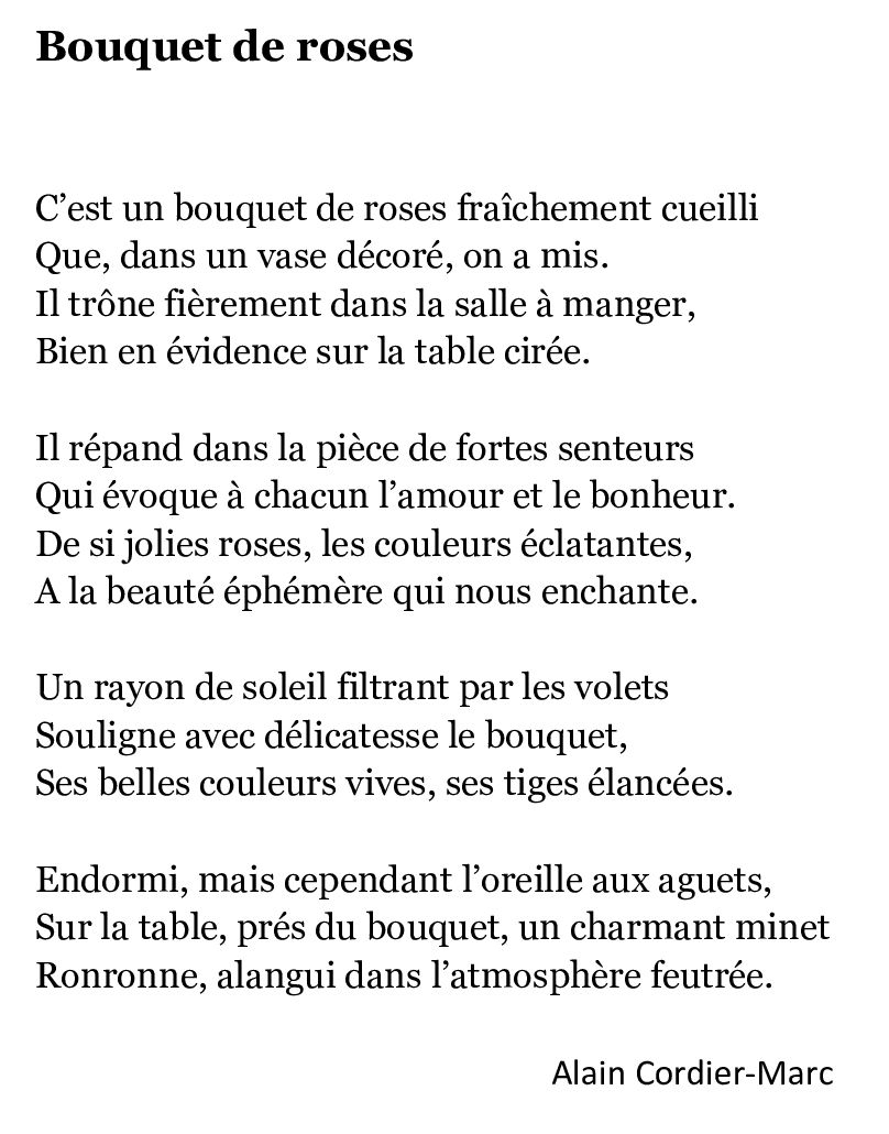 Texte Bouquet de roses