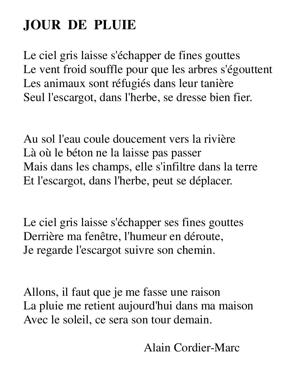 Texte Jour de pluie